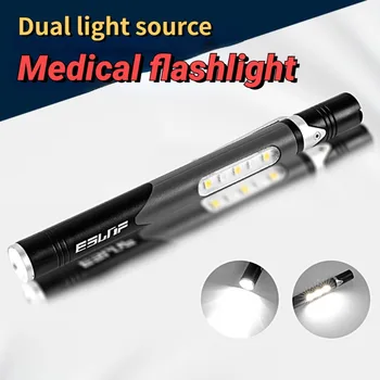 Перезаряжаемая через USB медицинская удобная ручка-фонарик, мини-фонарик для ухода за больными, светодиодная лампа-фонарик с зажимом из нержавеющей стали, карманный светодиодный фонарик