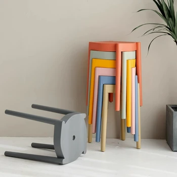 Пластиковый табурет Утолщенный Скандинавский минималистичный стул для спальни, Штабелируемая мебель для гостиной, экономящая пространство дизайнерская мебель Muebles