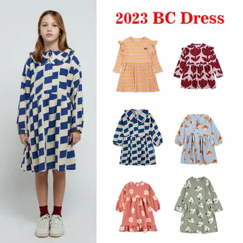 Платье для девочек бренда BC 2023, модное детское платье с осенним принтом, хлопковое милое корейское платье принцессы, детская одежда