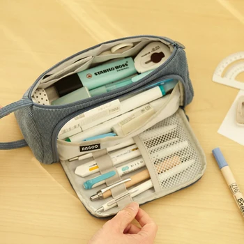Портативный пенал большой емкости, милые Корейские канцелярские принадлежности, сумки для ручек, сумка для хранения, вельветовый органайзер для школьных поездок, учащиеся