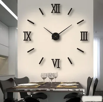 Простые художественные часы для гостиной, сделай сам, бесшумные настенные часы, 3D неперфорированные декоративные настенные часы-наклейка