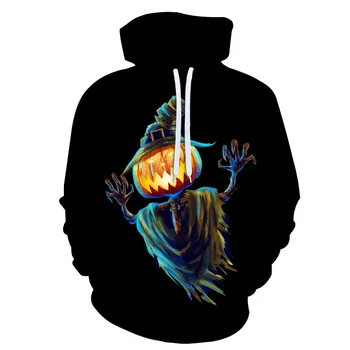 Пугало с тыквенной головой в 3D стиле Хэллоуина с изображением Оленя Толстовки Мужские Женские Модные Пуловеры Демисезонные пальто Оверсайз Топы