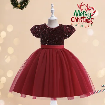 Рождественская детская одежда, пушистое платье принцессы для девочек, детская одежда, платья для девочек-цветочниц на день рождения, синий