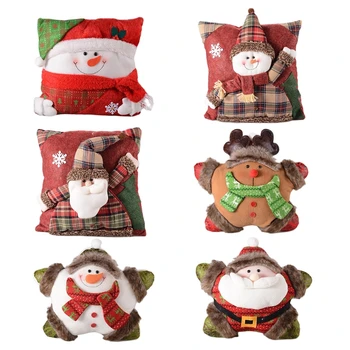 Рождественская подушка с милой звездой, мультяшный Санта, Олень, Снеговик, подушка для спинки дивана, игрушка для объятий, домашний декор