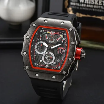 Роскошные спортивные водонепроницаемые мужские часы RM с автоматическим 6-контактным отсчетом секунд, механические мужские кварцевые часы sense