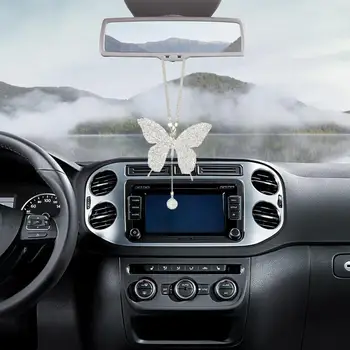 Сверкающая подвеска для декора автомобиля, элегантная подвеска в виде искусственной бабочки для автомобиля, украшение для дома, Сверкающий шарм, к Счастью для женщин, для автомобиля