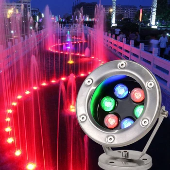 Светильник для фонтана из нержавеющей стали LED С Регулируемым углом наклона IP68 AC 12V RGB, Меняющий цвет, Прожектор для плавательного Фонтана, Лампа для бассейна