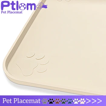 Силиконовый квадратный коврик для кормления собак и кошек - Нескользящий дизайн с уникальным отпечатком лапы - Легко моющийся коврик для корма для домашних животных