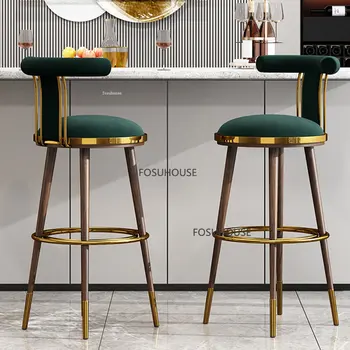Скандинавские барные стулья из кованого железа, кухонная мебель, Барные стулья со спинкой, Креативные Домашние Легкие Роскошные Ресторанные обеденные стулья