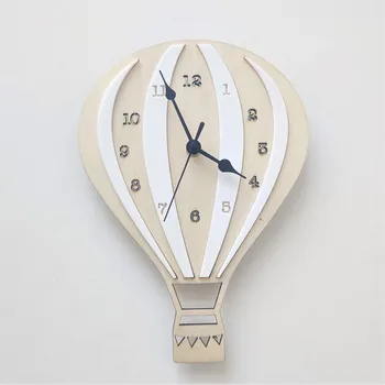 Скандинавские Деревянные настенные часы на воздушном шаре, украшения для детской комнаты, Деревянные Бесшумные часы, Детская Мебель, Реквизит для фотографий