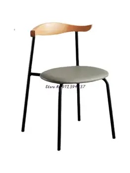 Скандинавский обеденный стул из массива дерева, стул из рога, домашний стул с мягкой спинкой, современный минималистичный стул для отдыха, переговоров, железное искусство
