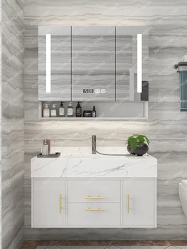 Сочетание умного и легкого роскошного шкафа для ванной комнаты, Простая современная ванная комната, раковина для мытья рук, умывальник для ванной комнаты