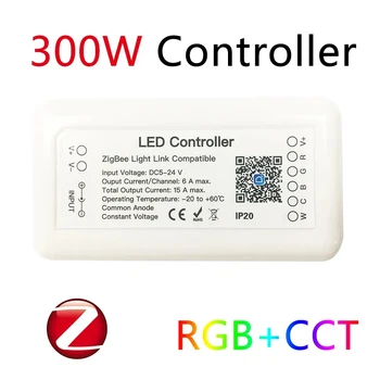 Умный светодиодный контроллер Tuya Zigbee RGB + CCT-контроллер 6pin Light Strip Controller DC12-24V Работа с Alexa Google Assistant