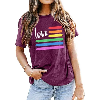 Футболка для гей-прайда, женская забавная футболка с рисунком Радужной любви, футболка для равенства, повседневные топы с коротким рукавом