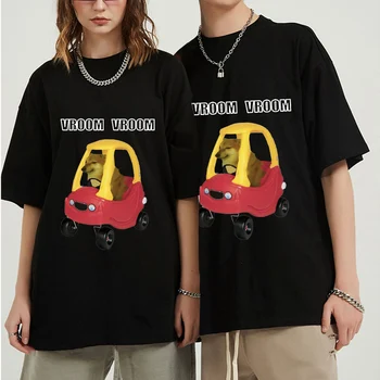 Футболка с принтом Cheems Car Cool Для мужчин и женщин, модная уличная одежда, футболка в стиле харадзюку, Летняя повседневная хлопковая футболка в стиле хип-хоп.