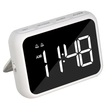 Цифровой будильник для спальни, три регулятора яркости, температура, повтор, регулируемая громкость будильника, Прикроватные часы, белый