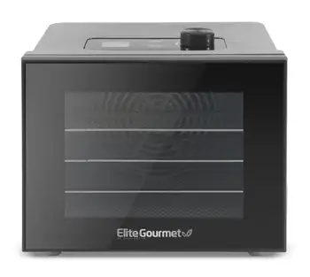 Цифровой дегидратор для пищевых продуктов Elite Gourmet с 4 лотками из нержавеющей стали, черный