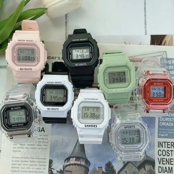 Цифровые наручные часы Квадратные Женские Мужские часы Спортивные Силиконовые электронные наручные часы Детские часы Reloj Mujer Clocks Прямая поставка