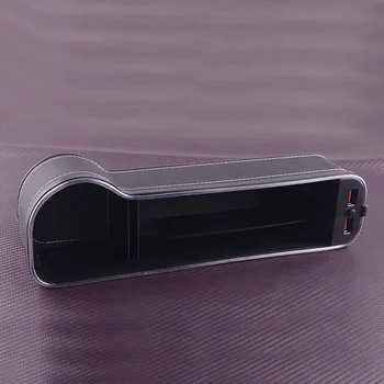Черная Автомобильная консоль Заполнитель зазора для правого сиденья Ящик для хранения Органайзер Карманный Подстаканник Двойной USB Новый