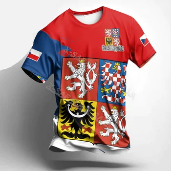 Чешская Республика, Национальный флаг, эмблема, футболка с 3D принтом, летняя футболка, мужская уличная одежда, шорты, Спортивная повседневная одежда с рукавами-1