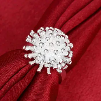 Ювелирные изделия из стерлингового серебра 925 Пробы Винтажные кольца с фейерверками для женщин Размер 6 7 8 9 10 Модная свадебная вечеринка леди